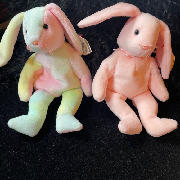 Easter Bunny Beanies Mint With Tags MWT Pair - Picture 1 of 3